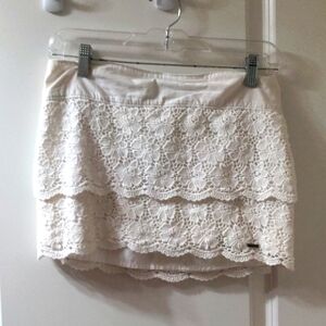 Y2K Hollister VTG M White Lace Mini Skirt Vintage Surfer Coquette Summer